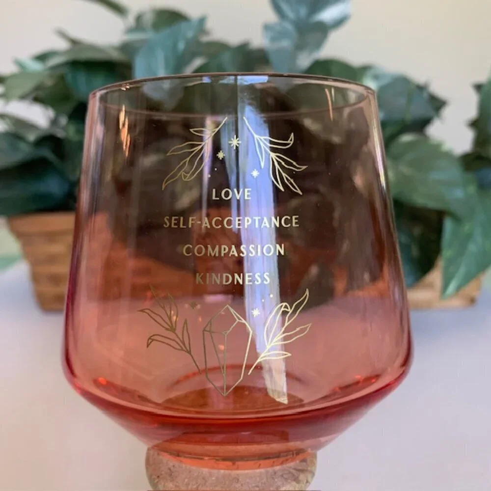 Rose Crystal Healing Drinking Glass DT Wand Love Acceptance Compassion Kindness